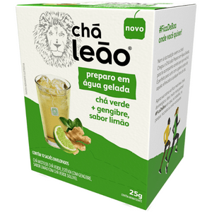 Chá Leão Preparo em Agua Gelada Chá verde + Gengibre (Sabor Limão) Sachê
