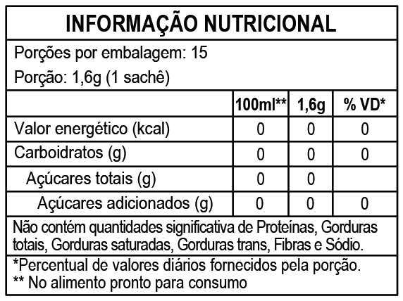 Tabela Nutricional Chás Leão Frutas e Flores Maracujá Cidreira