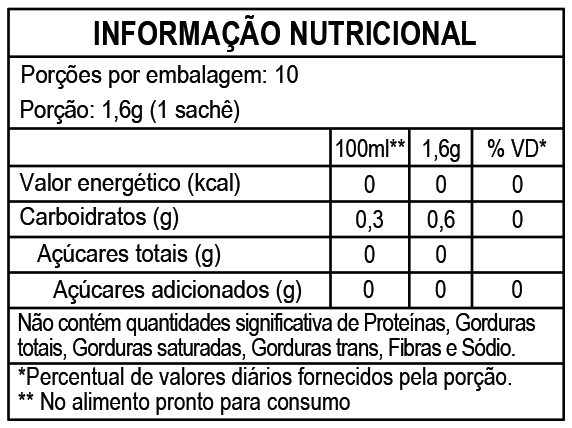 Tabela Nutricional Chás Leão Frutas e Flores Cidreira Laranja